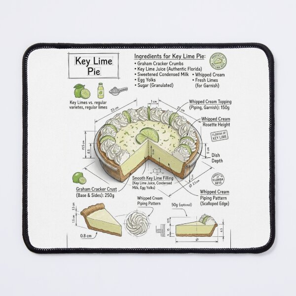 Item preview, Key Lime Pie - Technical Drawing with Recipe designed and sold by Rhu Creations.