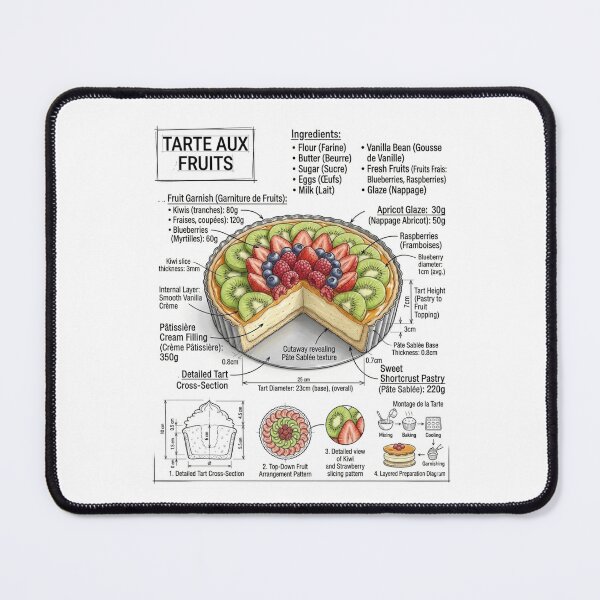 Item preview, Tarte Aux Fruits - Technical Drawing with Recipe designed and sold by Rhu Creations.