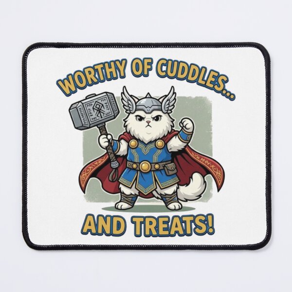 Item preview, Worthy of Cuddles - Funny Norse Mythology Thor Cat Pun designed and sold by Beto Santos.
