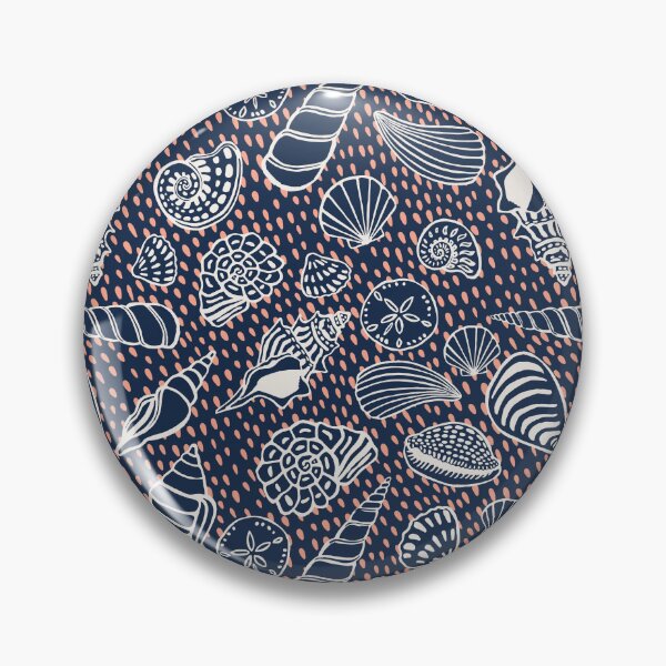 Item preview, Navy Coastal Beach Shell Pattern designed and sold by Patternandflow.