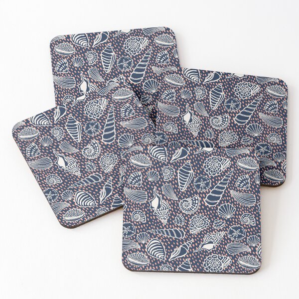 Item preview, Navy Coastal Beach Shell Pattern designed and sold by Patternandflow.