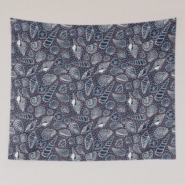 Item preview, Navy Coastal Beach Shell Pattern designed and sold by Patternandflow.