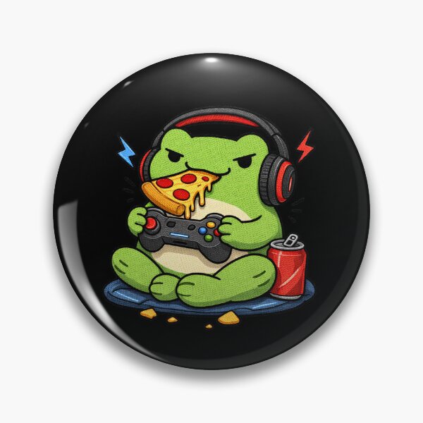 Item preview, Gaming Frog – Funny Gamer Frog Playing Video Games with Pizza designed and sold by ColorSplash123.