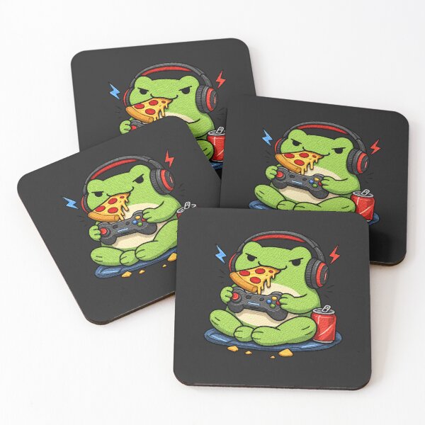 Item preview, Gaming Frog – Funny Gamer Frog Playing Video Games with Pizza designed and sold by ColorSplash123.