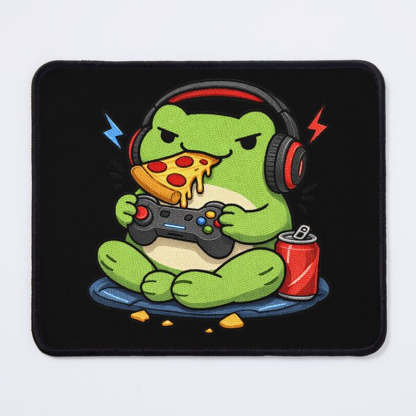 Item preview, Gaming Frog – Funny Gamer Frog Playing Video Games with Pizza designed and sold by ColorSplash123.