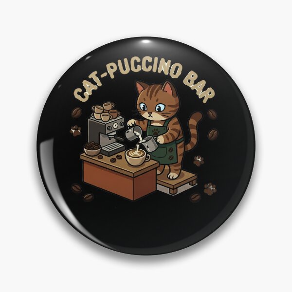 Item preview, Cat-Puccino Bar - Cute Tabby Cat Barista Making Latte Art designed and sold by AbulailArt.