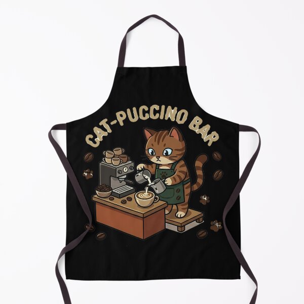 Item preview, Cat-Puccino Bar - Cute Tabby Cat Barista Making Latte Art designed and sold by AbulailArt.