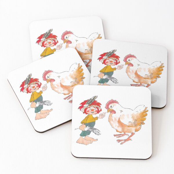 Item preview, Pumuckl touching chicken mouth - 80s designed and sold by DieViolettHund.
