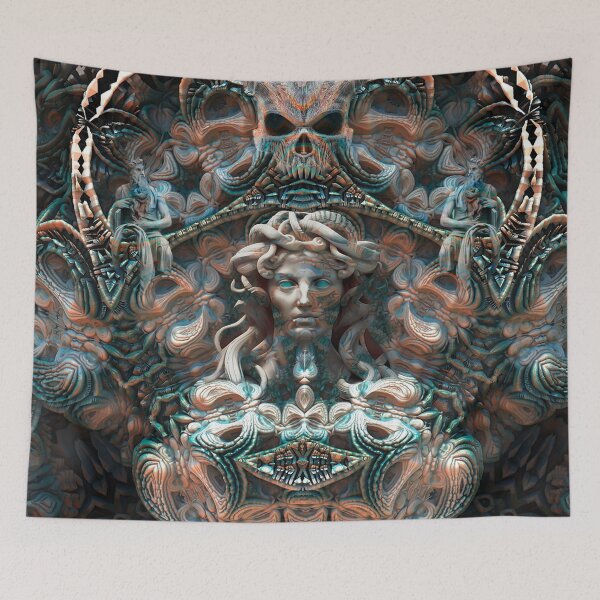 Item preview, Medusa Dark Mythology Art – Gothic Greek Goddess Fractal Illustration designed and sold by yuvimaginaria.