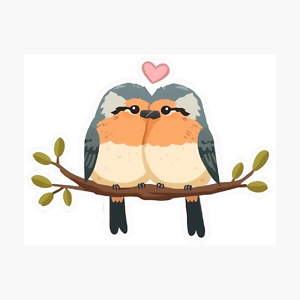 Item preview, Cute Love Birds Sitting Together Romantic Cartoon Sticker designed and sold by Bhumika StickerArtist .