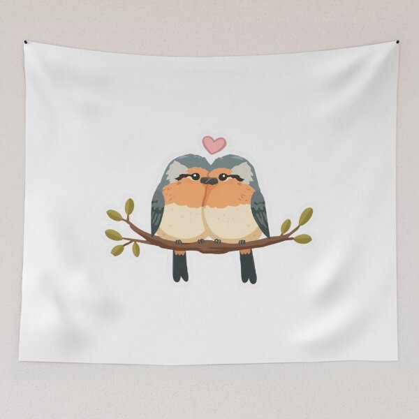 Item preview, Cute Love Birds Sitting Together Romantic Cartoon Sticker designed and sold by Bhumika StickerArtist .