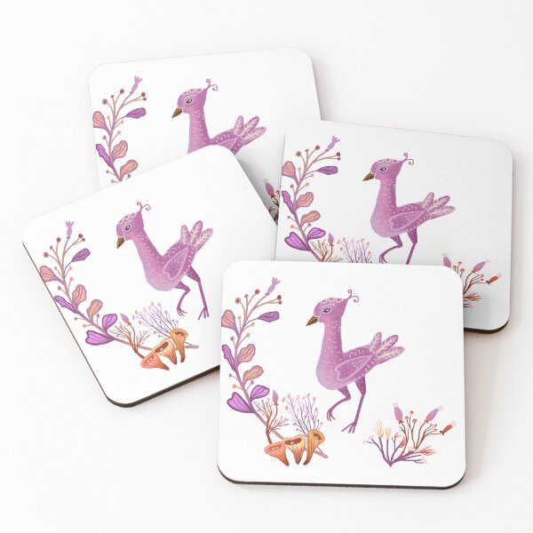 Item preview, Mystical Purple Bird in Enchanted Forest Folk Art designed and sold by FaliushART.