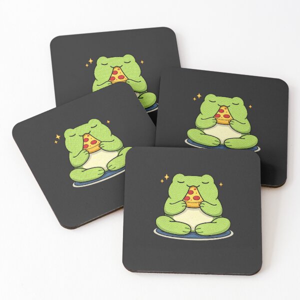 Item preview, Meditation Frog – Funny Zen Yoga Frog with Pizza Mascot designed and sold by ColorSplash123.