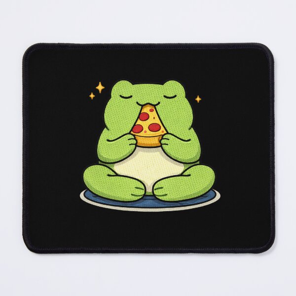 Item preview, Meditation Frog – Funny Zen Yoga Frog with Pizza Mascot designed and sold by ColorSplash123.