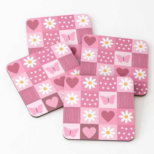 Item preview, Pink Patchwork Seamless Pattern, Girly Heart Daisy Butterfly Pattern, Cute Coquette Digital Paper, Kawaii Floral Quilt Pattern, Valentine Mothers Day Fabric Design designed and sold by FRH Design ⭐⭐⭐⭐⭐.