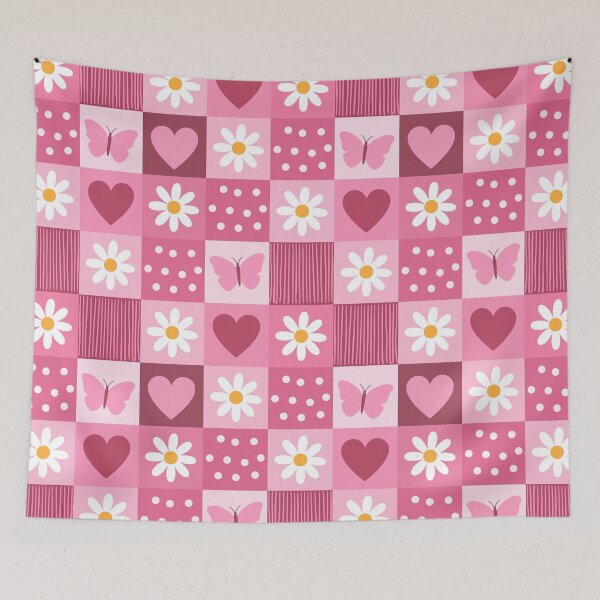 Item preview, Pink Patchwork Seamless Pattern, Girly Heart Daisy Butterfly Pattern, Cute Coquette Digital Paper, Kawaii Floral Quilt Pattern, Valentine Mothers Day Fabric Design designed and sold by FRH Design ⭐⭐⭐⭐⭐.