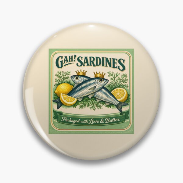 Item preview, Gah Sardines Vintage Foodie Illustration Retro Style designed and sold by SplashTastic.