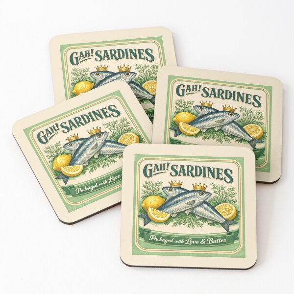 Item preview, Gah Sardines Vintage Foodie Illustration Retro Style designed and sold by SplashTastic.
