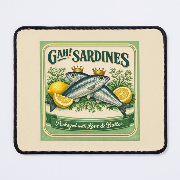 Item preview, Gah Sardines Vintage Foodie Illustration Retro Style designed and sold by SplashTastic.
