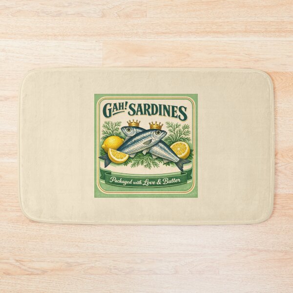 Item preview, Gah Sardines Vintage Foodie Illustration Retro Style designed and sold by SplashTastic.