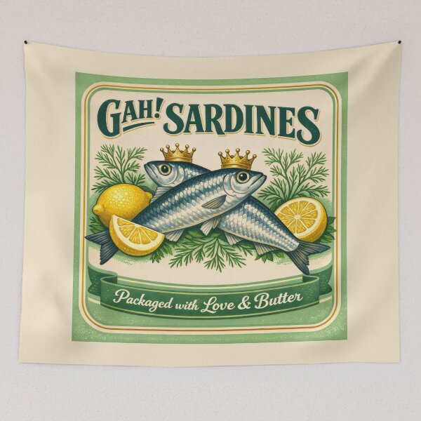 Item preview, Gah Sardines Vintage Foodie Illustration Retro Style designed and sold by SplashTastic.