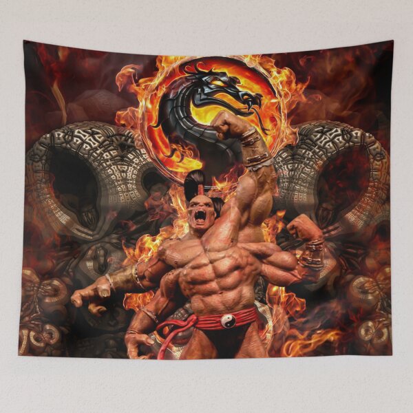 Item preview, Four-Armed Demon Warrior – Fiery Dragon Fantasy Fighter Art designed and sold by yuvimaginaria.