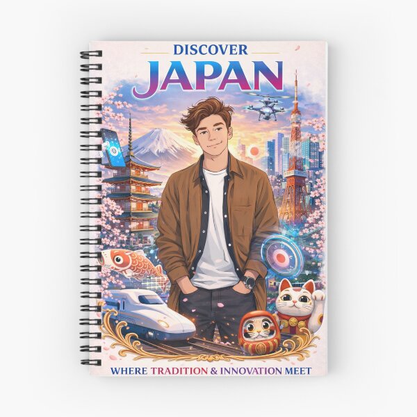 Item preview, Discover Japan – Tradition & Innovation Travel Poster | Mount Fuji, Tokyo Tower & Sakura Japan Illustration designed and sold by Inkora-Art.
