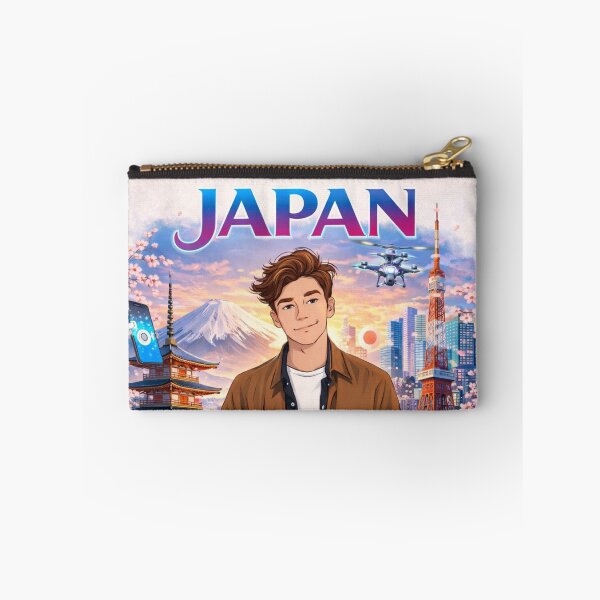 Item preview, Discover Japan – Tradition & Innovation Travel Poster | Mount Fuji, Tokyo Tower & Sakura Japan Illustration designed and sold by Inkora-Art.