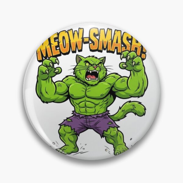 Item preview, Meow-Smash! - Funny Green Mutant Cat Hero Pun designed and sold by Beto Santos.