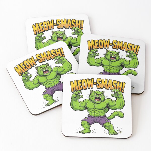Item preview, Meow-Smash! - Funny Green Mutant Cat Hero Pun designed and sold by Beto Santos.