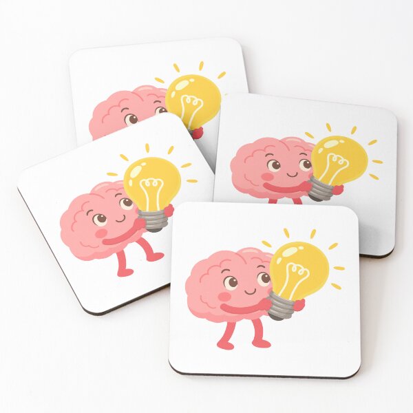 Item preview, Cute Kawaii Brain Holding Light Bulb Funny Smart Ideas Gift designed and sold by Unsololugar.
