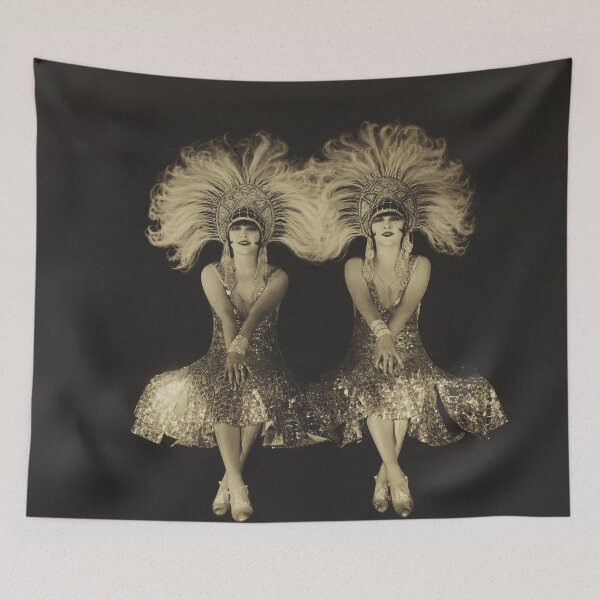 Item preview, Vintage roaring twenties follies The Dolly Sisters flapper black and white photograph poster art print designed and sold by Astrid Arkhangelsky.