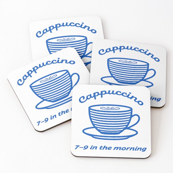 Item preview, Cappuccino Icon Minimal Blue Line Illustration 7–9 in the Morning designed and sold by BobaBunny76.