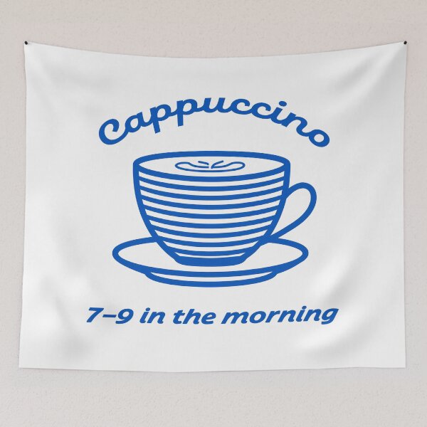 Item preview, Cappuccino Icon Minimal Blue Line Illustration 7–9 in the Morning designed and sold by BobaBunny76.