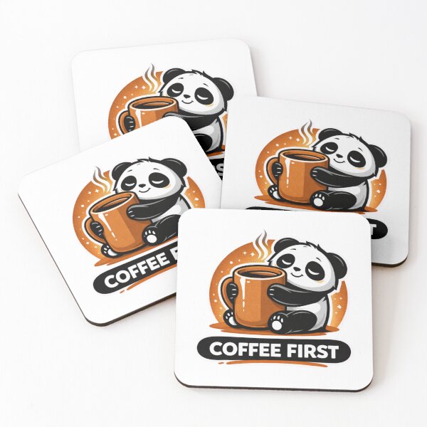 Item preview, Coffee First Panda – Funny Coffee Lover Meme Sticker designed and sold by snaperos.