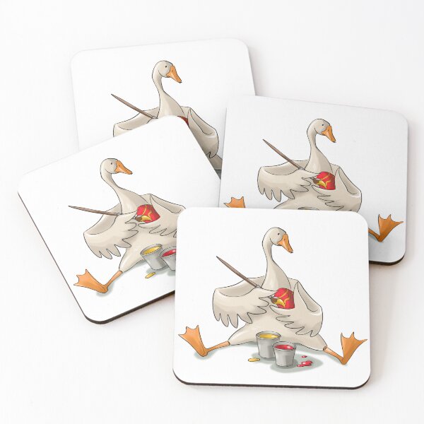 Item preview, Goose paints a wooden object with bright colors in a playful art session at a sunny location designed and sold by Ms. Iryna.