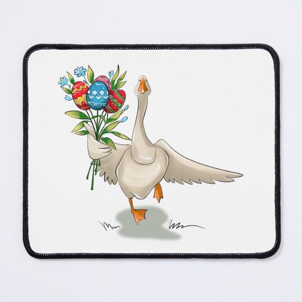 Item preview, Goose carries a bouquet of colorful eggs and flowers in a cheerful spring scene designed and sold by Ms. Iryna.