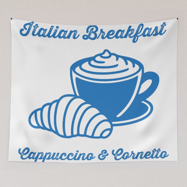 Item preview, Cappuccino & Croissant Icon Minimal Blue Line Italian Breakfast designed and sold by BobaBunny76.