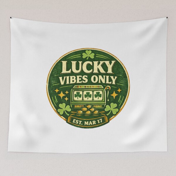 Item preview, Lucky Vibes Only Retro St Patrick’s Day Shamrock Casino Design designed and sold by HubCreates.
