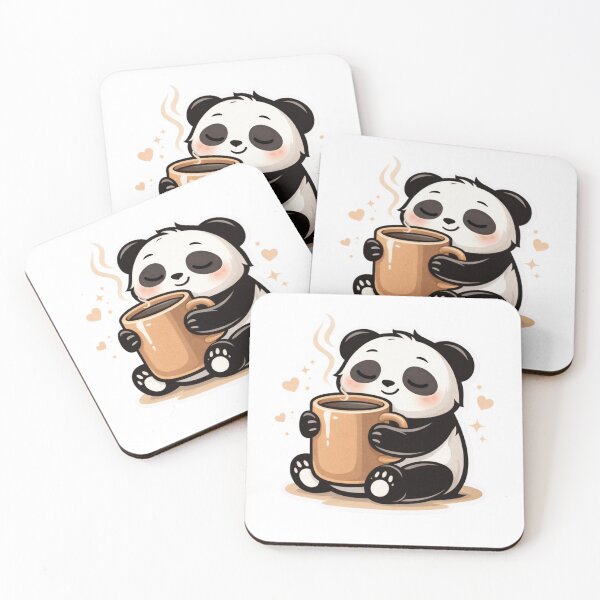 Item preview, Cute Coffee Panda – Cozy Coffee Lover Kawaii Sticker designed and sold by snaperos.