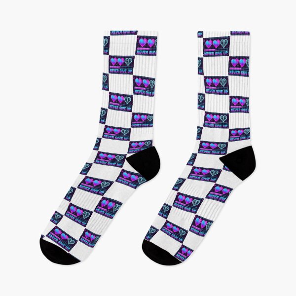 Artikelvorschau, Gib niemals auf – Retro-Pixel-Herz-Gamer-Motivations-Neon-Design entworfen und verkauft von VibranPalette.