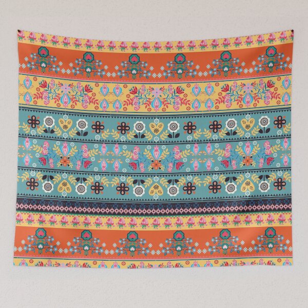 Item preview, Polish folk art flower stripes  designed and sold by FatBirdie.