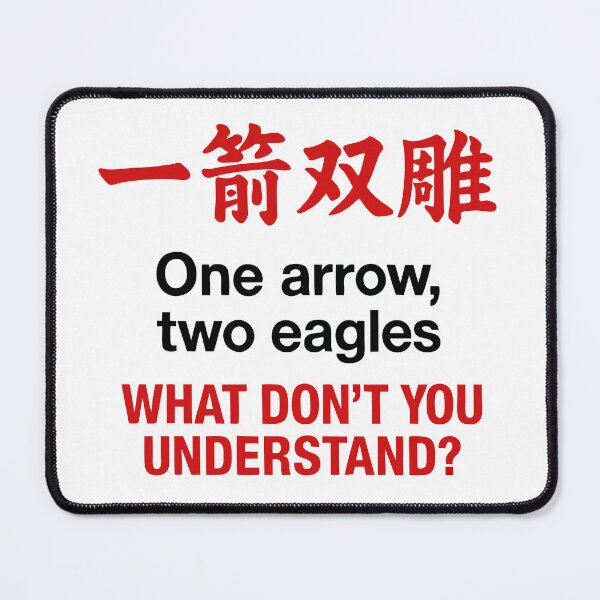 Item preview, Chinese Idiom Meme - One Arrow, Two Eagles - What Don't You Understand? Funny Lost in Translation Sticker designed and sold by Birbosaurus.