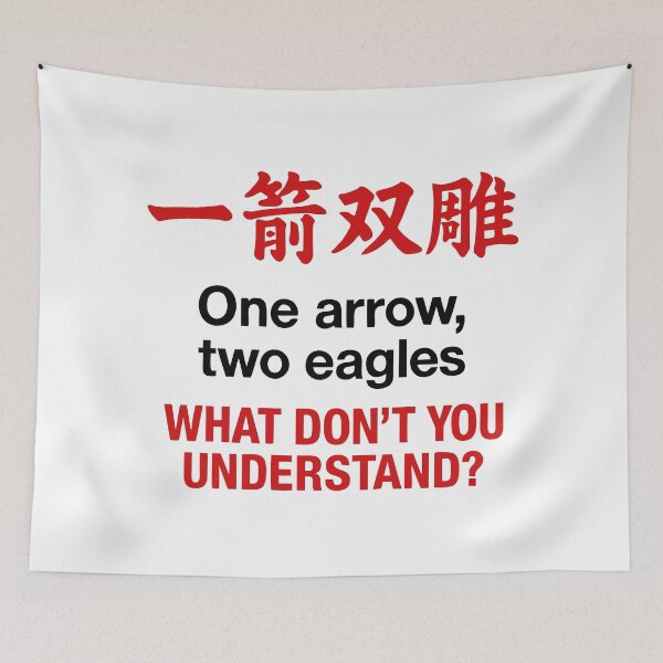 Item preview, Chinese Idiom Meme - One Arrow, Two Eagles - What Don't You Understand? Funny Lost in Translation Sticker designed and sold by Birbosaurus.