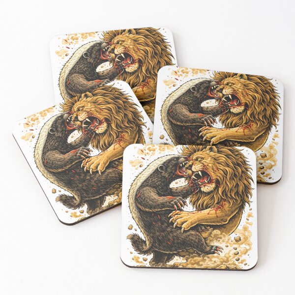 Item preview, honey badger vs lion showdown designed and sold by hiperdinotees.