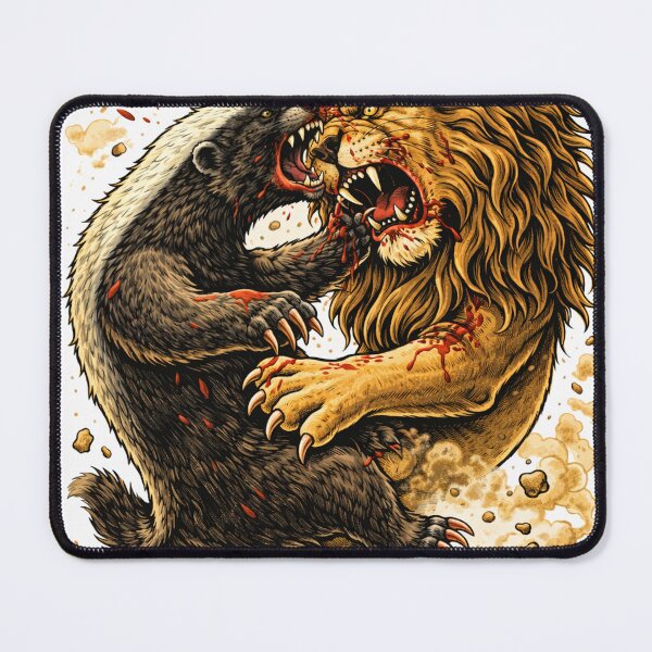 Item preview, honey badger vs lion showdown designed and sold by hiperdinotees.