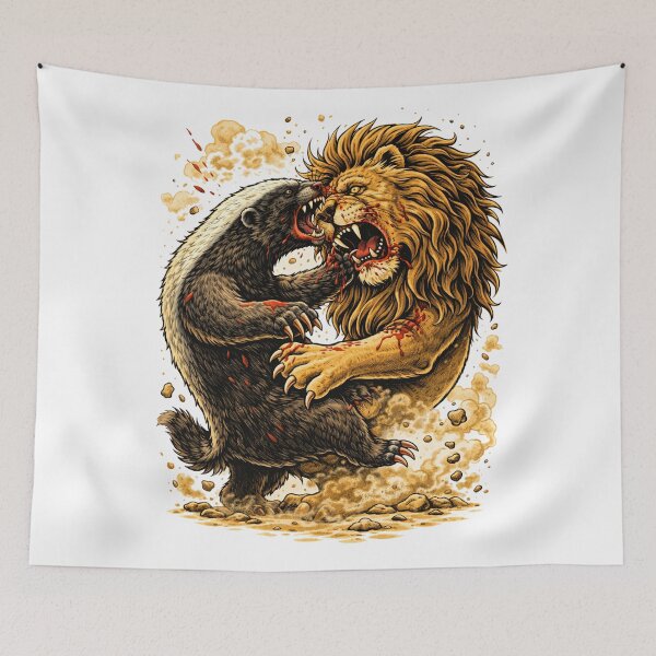 Item preview, honey badger vs lion showdown designed and sold by hiperdinotees.