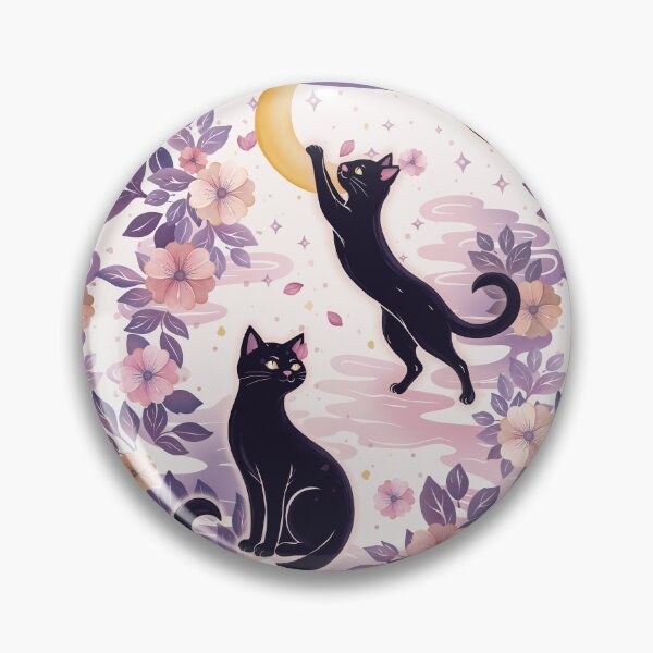 Item preview, Mystical Black Cat Floral Pattern – Moon & Witchy Cat Aesthetic designed and sold by MonNoir.