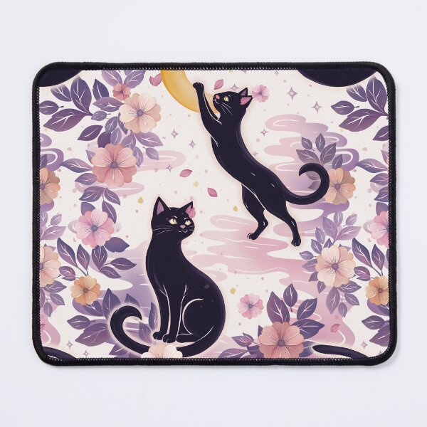 Item preview, Mystical Black Cat Floral Pattern – Moon & Witchy Cat Aesthetic designed and sold by MonNoir.