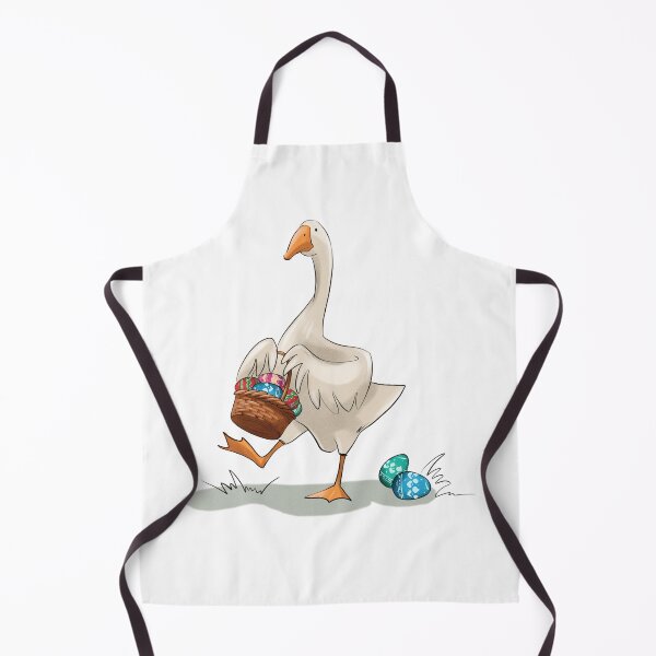Item preview, Goose carries colorful Easter eggs in a basket while walking on grass during spring season designed and sold by Ms. Iryna.